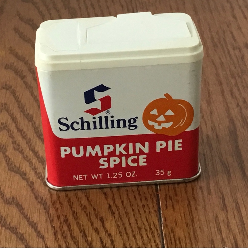 Vintage Pumpkin Pie Spice Tin, Schilling Jack O’ Lantern, Halloween Spice Tin